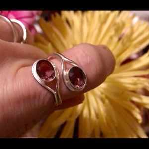 Purple Amethyst Double Gemstone 925 Ring